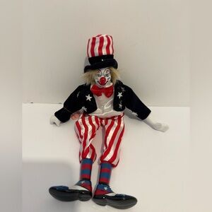 Uncle Sam patriotic porcelain clown shelf sitter doll Show Stopper Vintage